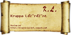 Kruppa Lóránt névjegykártya