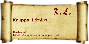 Kruppa Lóránt névjegykártya